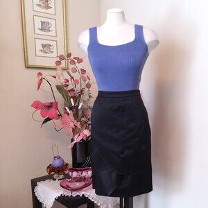 NWOT INFINITIF Women’s Black Multi Tiered Skirt Spring Fall Winter Knee Length